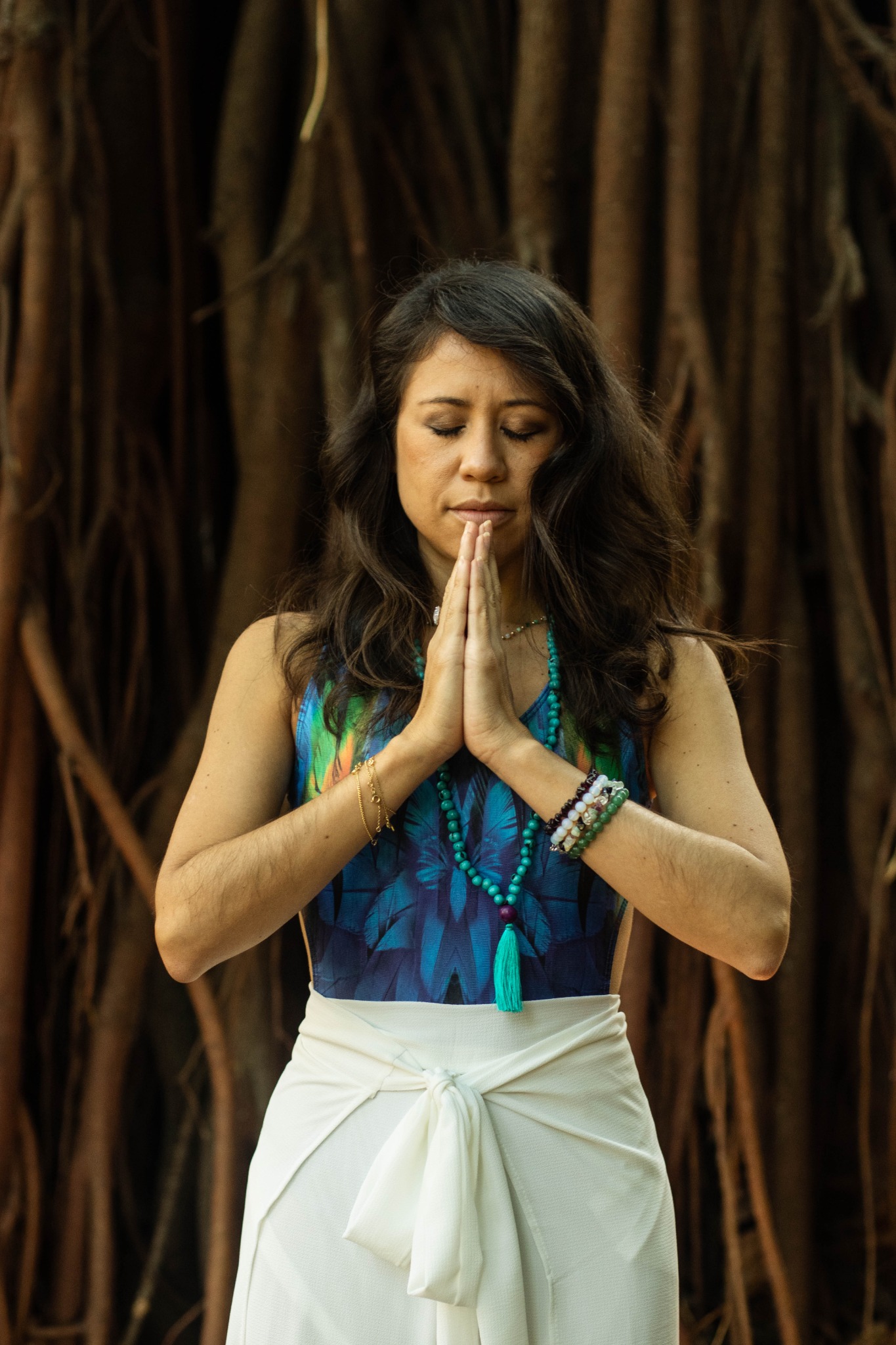 Aline Pedroso em um momento de meditação